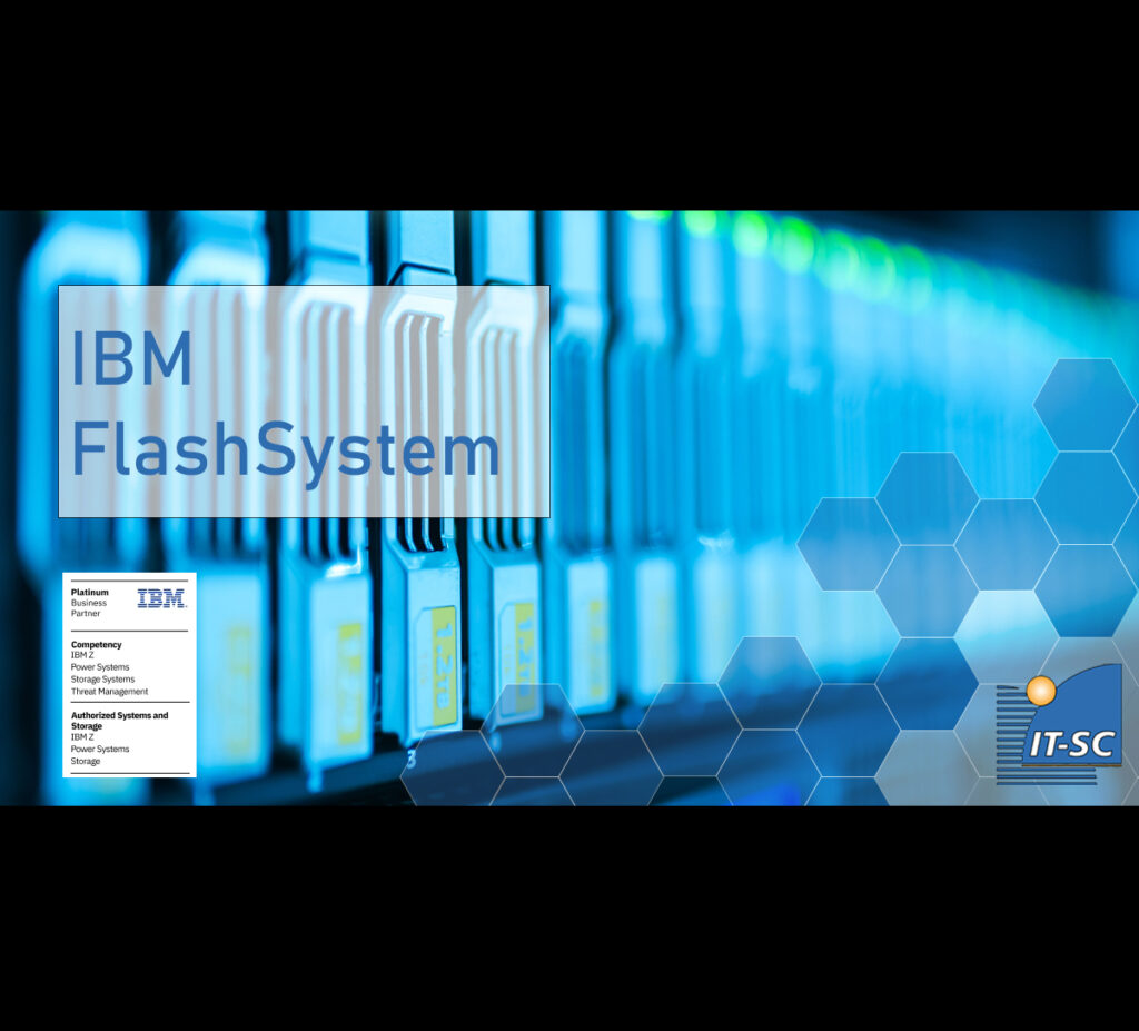 IBM FlashSystems dargestellt durch blaue Speicher